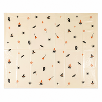 Nappe jetable en plastique PE pour Halloween 137x274cm - Housse de table de fête imperméable avec motifs mignons couleur crème