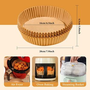 Air Fryer Paper <b>Trays</b> 16cm Bottom Disposable Silicone Coated For Air Fryer Oven Baking Steaming <b>Basket</b> - Product Image 1