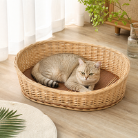 Nouvelle Maison/Nid Confortable et Respirant(e) pour Animaux de Compagnie (Chats et Chiens) en Rotin Massif Fait Main, Écologique et Durable, Idéal(e) pour l'Intérieur