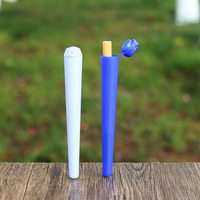 Vente en gros de tubes coniques en plastique transparent résistant aux enfants pour cigarettes, tubes à rouler pour cigares, pré-remplis, 122 mm, avec bouchon à pression