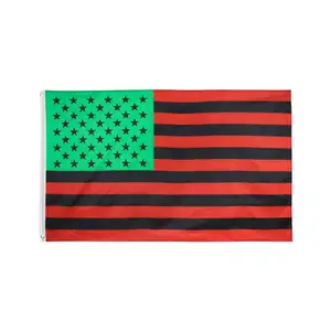 Stock impression double face 100% polyester 3 * 5ft drapeau afro américain avec deux œillets