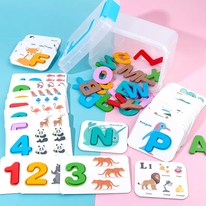 Factory Directly Selling Wooden Jigsaw Puzzle Cartoon Animal Alphabet Matching Card Kids Early Learning Educational toy