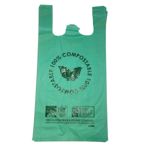 Sac de courses en plastique biodégradable et compostable en amidon de maïs, personnalisable avec logo imprimé, pour supermarché et épicerie - Product Image 1