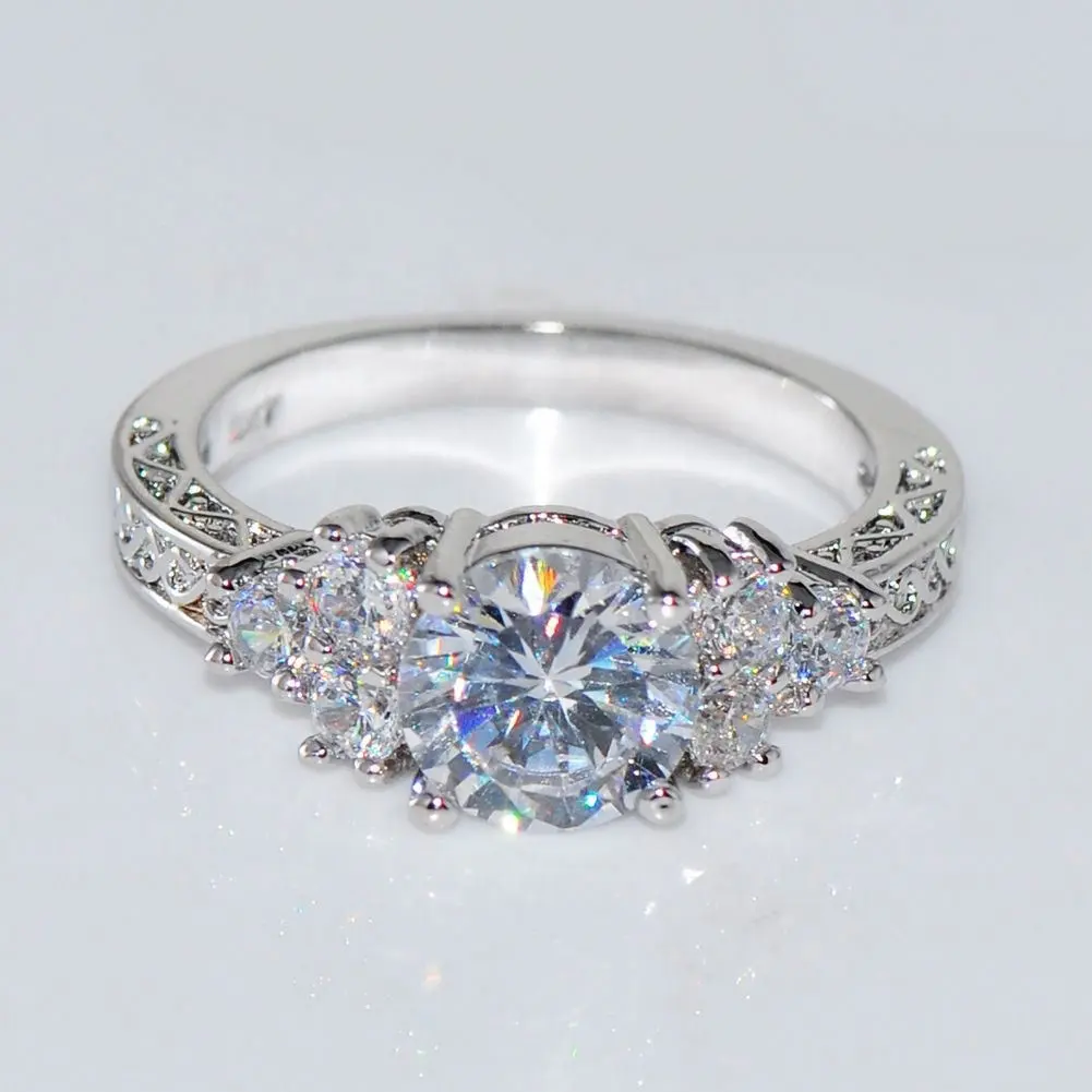 Anel de diamantes de zircônia, prata esterlina 925, corte de 4ct, pedra de diamantes, noivado para mulheres, dropshipping