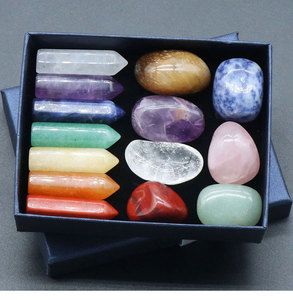7-<strong>Chakra</strong> Carved Gemstone Set <strong>Engraved</strong> Healing <strong>Stones</strong> for Home Decor Energy Boosting Nationalhexagonal Column Gift Box Included - Product Image 3