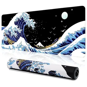 900*400Mm Aangepaste Grote Anime Gaming Muismat Xxl Wave Grote Muizen Pads Pc Toetsenbord Waterdicht En Antislip Rubberen Tafelmat