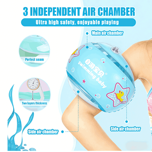 Manches de natation pour enfants Blue Star à trois chambres d'air, ailes de flottaison pour tout-petits, aides à l'apprentissage de la natation, équipement d'entraînement en piscine, vente en gros - Product Image 3