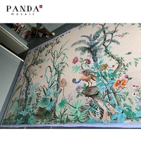 Nouveauté 2024 : Mosaïque Murale en Verre à Motifs Floraux et Oiseaux – Idées de Décoration Murale Artistique pour Vente en Gros