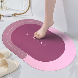 Moderne Anti-Rutsch-Bade matte für den Hauseingang Ovaler Kieselalgen schlamm mit Tech-Stoff oberfläche Soft Print Maschinen gefertigte Boden matte - Product Image 2
