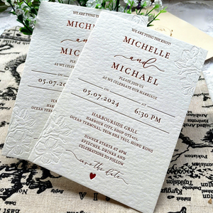 Cartes de mariage et enveloppes de luxe imprimées en typographie de haute qualité avec papier en coton pour invitation, design personnalisé - Product Image 1