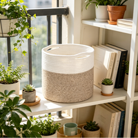 Grand panier à linge pliable en corde de coton rustique, couleur personnalisable, design multifonctionnel et écologique pour le rangement des vêtements