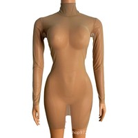 Robe moulante sexy en maille transparente, grande taille, tenue de drag queen, tenue de strip-teaseuse, vêtements de danse exotiques, robe de soirée pour femmes, mini-robe de boîte de nuit