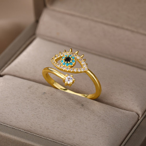 Blue Zircon Evil Eyes <b>Rings</b> for Women Turkish Style Open Stainless Steel Lucky Finger <b>Ring</b> Wedding <b>Couple</b> Jewelry Anillos Mujer - Product Image 5