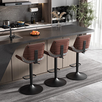 Chaise pivotante en cuir de bois massif de luxe spécifique à l'île de la maison moderne-Tabouret de bar à dossier haut et facile à soulever pour la cuisine