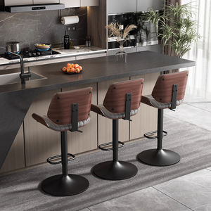 Silla giratoria moderna <span class=keywords><strong>de</strong></span> cuero <span class=keywords><strong>de</strong></span> madera maciza <span class=keywords><strong>de</strong></span> lujo ligera específica <span class=keywords><strong>de</strong></span> la <span class=keywords><strong>isla</strong></span> <span class=keywords><strong>para</strong></span> el hogar, <span class=keywords><strong>taburete</strong></span> <span class=keywords><strong>de</strong></span> bar <span class=keywords><strong>de</strong></span> fácil elevación con respaldo alto <span class=keywords><strong>para</strong></span> Cocina - Product Image 2