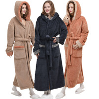 Nouveaux peignoirs en polaire corail polyester élasthanne pour l'automne/hiver, confortables pour hommes, femmes et couples, pour une utilisation en extérieur