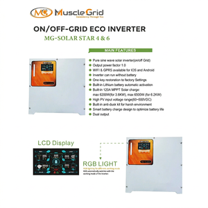 Onduleur solaire hybride monophasé DC/AC (raccordé au réseau + hors réseau) - Sortie 4KW, puissance maximale 12KW, entrée 48V/24V - Product Image 1