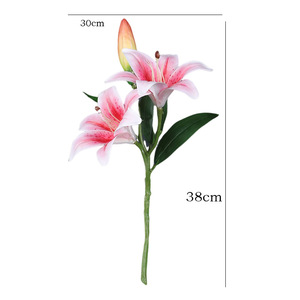 Rama de Lirio Artificial Corta al por Mayor de Fábrica, 2 Flores Abiertas, 1 Capullo, Lirio Tigre Sintético para Suministros de Arreglos Florales para Hoteles y Fiestas - Product Image 2