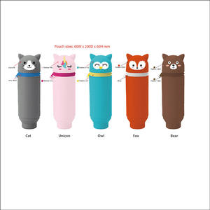 Estuche de silicona con cremallera para bolígrafos, estuche de lápices de silicona con soporte de dibujos animados, para colegios y oficinas, OEM/ODM - Product Image 6