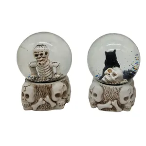 Halloween Bone Hand Snow Globe Resin Skeleton Pumpkin Crow Spider Decorative Gift & Crafts