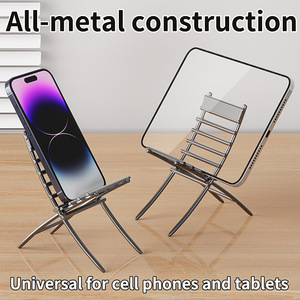 Aluminum Alloy Phone Stand <b>Tablet</b> <b>Holder</b> Silver Grey Detachable Portable Lightweight Creative Desk Accessory - Product Image 2