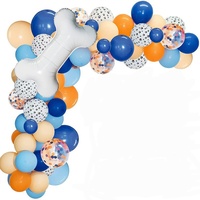 LILIS 107 Ensemble de ballons gonflables ronds en latex à thème animalier bleu et orange avec patte de chien, décoration mignonne en chaîne pour fête d'anniversaire d'enfants