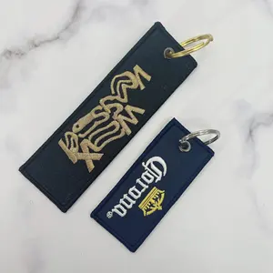 Custom Embroidered Logo Keychain Fabric Key Chains Textile Keyring Personalized Customized Embroidery Key Chain