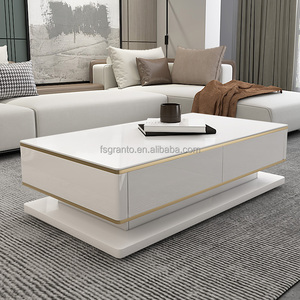 Hiện đại sang trọng Bàn cà phê và TV đứng Set khung thép không gỉ bàn trà vàng đồ nội thất phòng khách tùy chỉnh TV bảng - Product Image 4