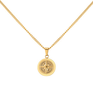 Stainless Steel Eight Pointed <b>Star</b> Coin Pendant Necklace Unisex Gold Antique Silver Geometric <b>Design</b> Jewelry For Men And Women - Product Image 5