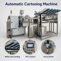 Machine automatique d'ensachage de cartons avec formateur et érigeur de plateaux intégrés, ligne d'emballage de plateaux et système d'emballage horizontal à flux continu
