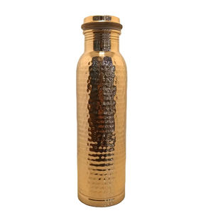 Premium Hand-Engraved Copper Drinking <b>Bottle</b> Traditional Indian Floral Art 1L Water <b>Flask</b> - Seamless Leak-Proof Design for Home - Product Image 1
