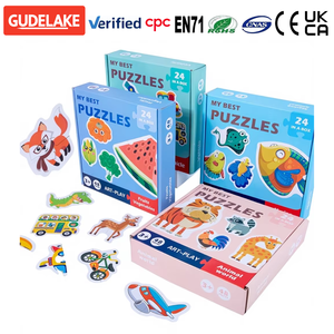 Set di Puzzle 3D in Legno a Due Pezzi con Animali e Mezzi di Trasporto per Bambini - Gioco Educativo per Ragazzi e Ragazze (0-24 mesi) - Product Image 1
