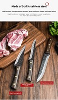 Couteau de boucherie et d'osage en acier inoxydable martelé forgé, manche en bois, revêtement antiadhésif pour la découpe, le pelage et la tranche de viande en cuisine