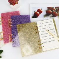 Carpeta A6 Rosa con 6 Anillas, Cubierta Acrílica Brillante para Cuaderno, Diario o Agenda DIY