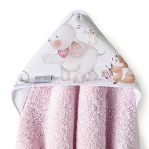 1x1 MT rosa. Mod. Music Friends telo da bagno per bambini Design personalizzato con materiale di cotone mussola di bambù per viaggi nello spazio all'aperto - Product Image 1