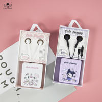 Grosir Pabrik Earphone Kabel KIKI-439 Custom untuk Iph 15 Tipe C Headset Lucu Bergambar Kartun untuk Anak Perempuan Pelajar