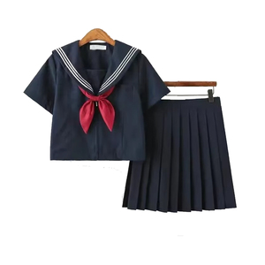 Conjunto de uniforme escolar de algodón personalizado de manga corta para niños de primaria con opción de falda o pantalón - Product Image 5