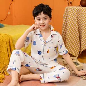 Ensemble de <span class=keywords><strong>pyjama</strong></span> boutonné 2 pièces en coton confortable vêtements de nuit à manches courtes pour enfants groupe d'âge bébé garçons et filles vêtements de salon - Product Image 3