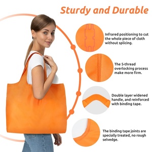 Sac fourre-tout pliable extra large réutilisable en polyester/nylon ripstop haute densité, couleur et logo personnalisables, marque Middle Yellow - Product Image 4