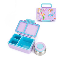 Nouvelle conception de boîte à lunch bento pour enfants à 3 compartiments avec pot à soupe, logo personnalisé, boîte à lunch portable chauffable pour les repas