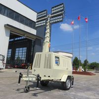 Tour d'éclairage mobile télescopique portable 5m 7m 9m, sur remorque, avec générateur solaire ou diesel