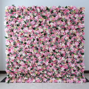 8ft x 8ft Roll Up rosa polveroso pannello <span class=keywords><strong>da</strong></span> parete in seta artificiale fiore estivo tappetino <span class=keywords><strong>da</strong></span> parete per eventi di nozze - Product Image 5