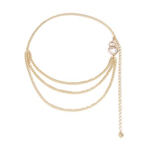 โซ่คาดเอวรูปหัวใจสีทอง โลหะผสมสังกะสี สไตล์ฮิปฮอป สำหรับใส่ทุกวัน - Product Image 1