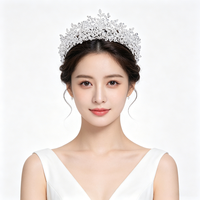 Couronnes de concours élégantes en cristal blanc baroque, diadèmes en zircon, bandeaux de mariée argentés, accessoires de coiffure pour femmes