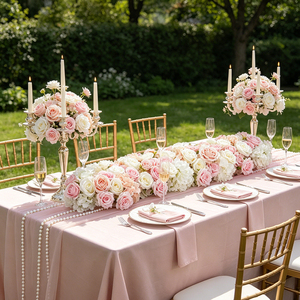 Wholesale <b>Artificial</b> <b>Flower</b> Runner Wedding Table Floral Runners Rows Arrangement for Wedding Decoration - Product Image 2