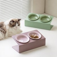 Gamelle double en céramique pour animaux de compagnie, design soucoupe volante, inclinée, surélevée, pour chat et chien, protection du cou