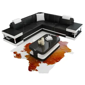 Gran oferta de sofá de cuero, sofá esquinero barato con diseños