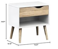 Table de chevet à 1 tiroir personnalisée OEM Table de chevet moderne au design simple Structure blanche/chêne pour salon chambre hôpital