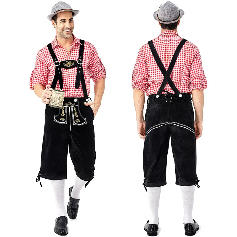 Костюм мужской для взрослых на Октоберфест, немецкие баварские шорты, одежда, комбинезон, рубашка, шорты на подтяжках
