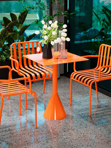 Juego de silla de mesa de comedor para patio exterior naranja, <span class=keywords><strong>arte</strong></span> del hierro, diseño de celebridades de Internet para cafés, tiendas de té de la leche, balcones, ocio - Product Image 4